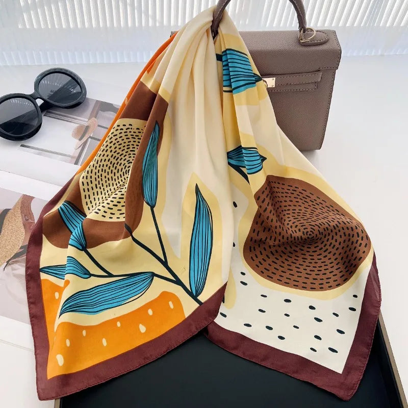 70cm Polka Dot Printed Silk Scarf Women Simulated Silk Elegant and Versatile Headwear Bag Accessories Clothing Square Scarf