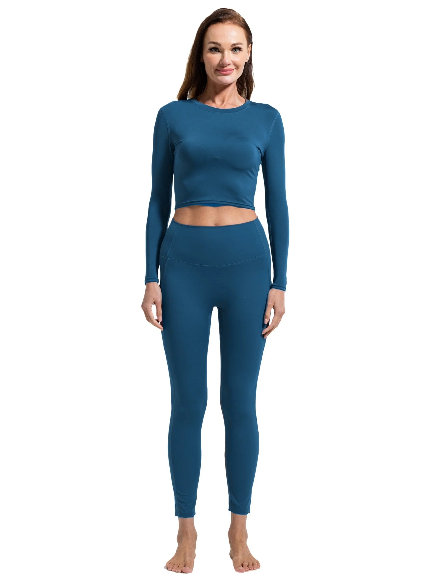 2 Pieces Yoga Sports Set Women Quick-Drying Gym Set Women Running Workout Long Sleeve Sports Shirt Yoga Clothing