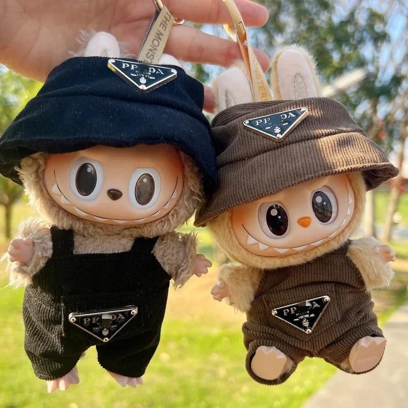 New corduroy For Labubu Doll Clothing Set Hat 17cm Clothes Shoes Doll DIY Accessories Training Sitting Party Games Toys Gifts