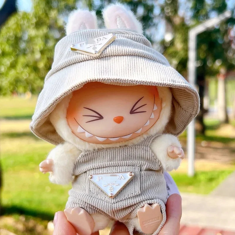 New corduroy For Labubu Doll Clothing Set Hat 17cm Clothes Shoes Doll DIY Accessories Training Sitting Party Games Toys Gifts