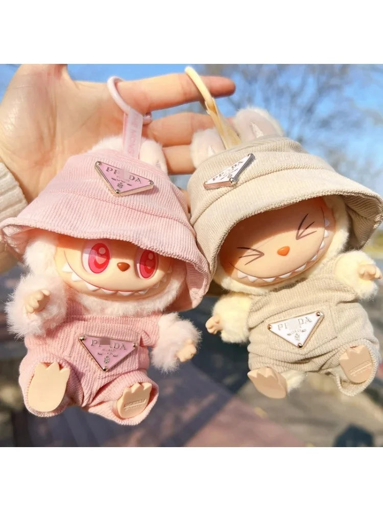 New corduroy For Labubu Doll Clothing Set Hat 17cm Clothes Shoes Doll DIY Accessories Training Sitting Party Games Toys Gifts