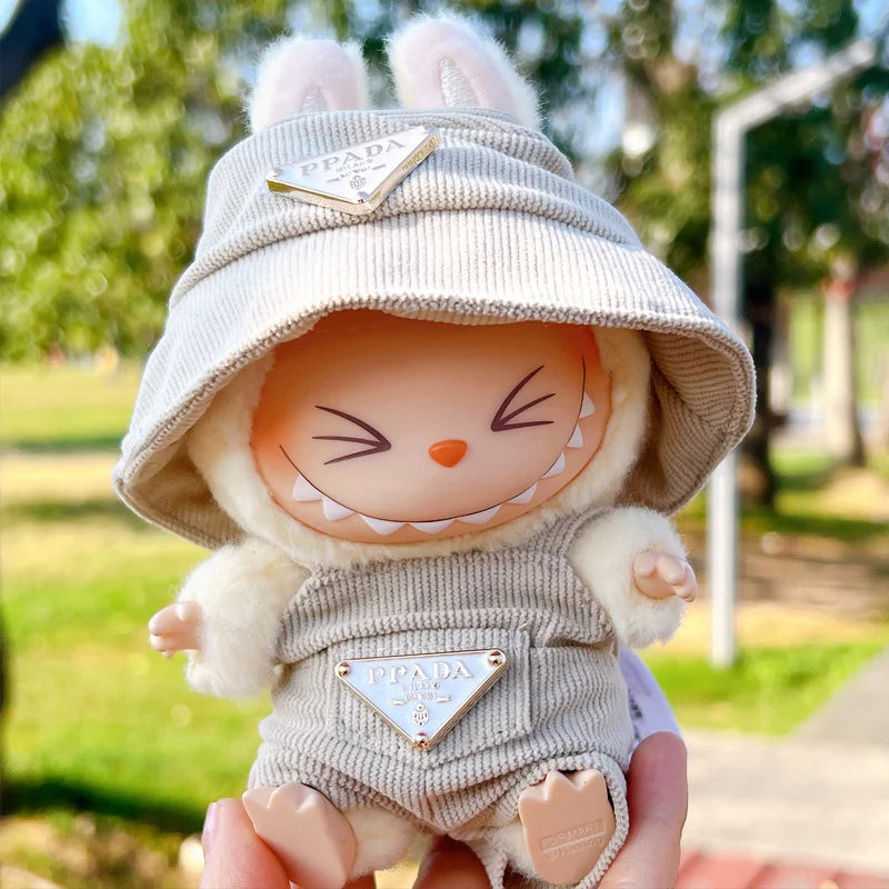 New corduroy For Labubu Doll Clothing Set Hat 17cm Clothes Shoes Doll DIY Accessories Training Sitting Party Games Toys Gifts