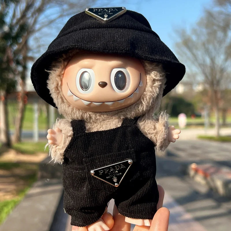 New corduroy For Labubu Doll Clothing Set Hat 17cm Clothes Shoes Doll DIY Accessories Training Sitting Party Games Toys Gifts