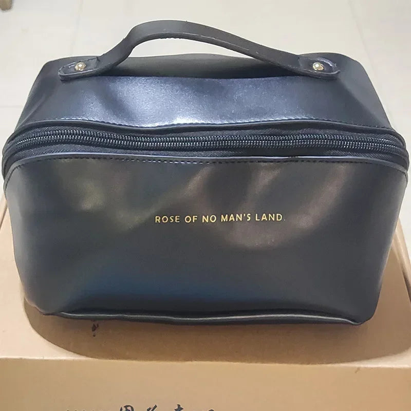 Large Travel Cosmetic Bag for Women Leather Makeup Organizer Female Toiletry Kit Bags Make Up Case Storage Pouch Luxury Lady Box