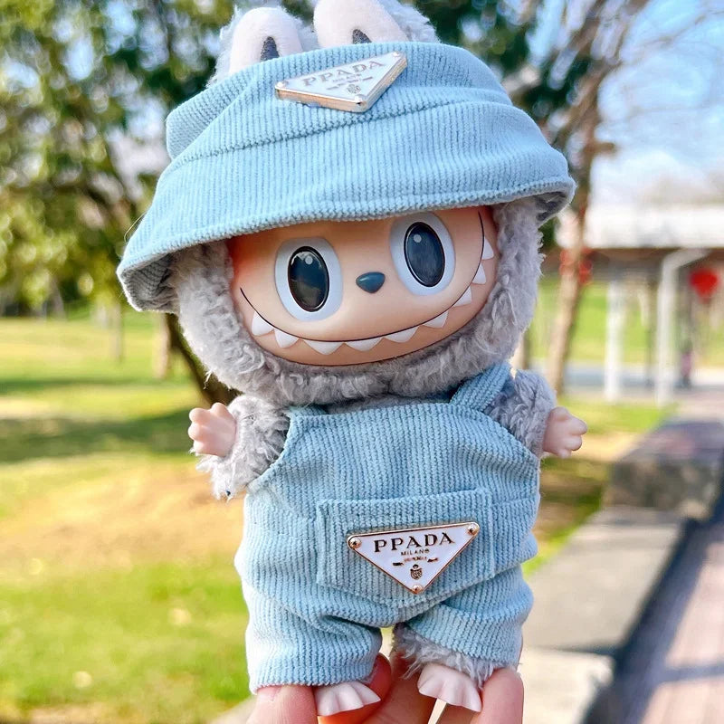 New corduroy For Labubu Doll Clothing Set Hat 17cm Clothes Shoes Doll DIY Accessories Training Sitting Party Games Toys Gifts
