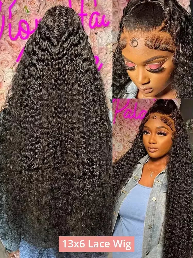 40 46 Inch Deep Wave 13x6 13x4 Lace Front Human Hair Wig 200% Remy Curl 360 Full Lace Frontal Wig Human Hair For Black Women