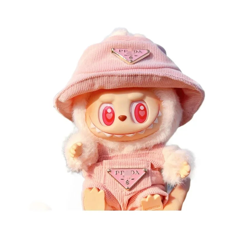 New corduroy For Labubu Doll Clothing Set Hat 17cm Clothes Shoes Doll DIY Accessories Training Sitting Party Games Toys Gifts